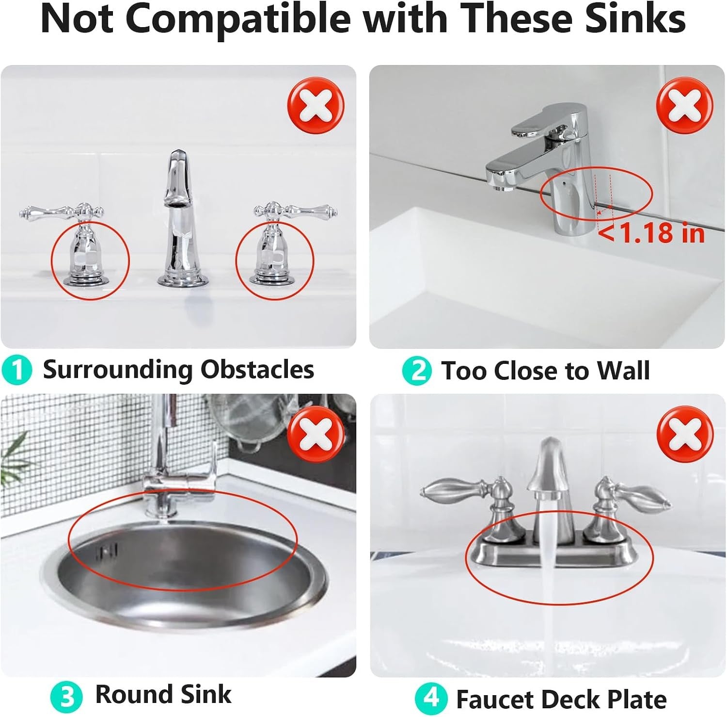 24 Inch Longer Faucet Mat for Kitchen Sink, 5° Slope Fast Self-Draining, Kitchen