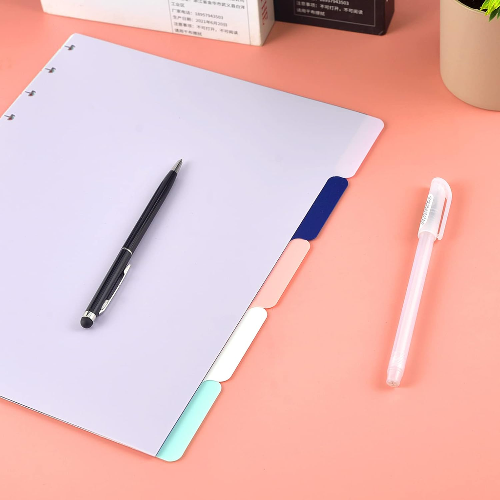 5 Tab Discbound Dividers Notebook Letter Size Planner Supplies Letter Pocket Div
