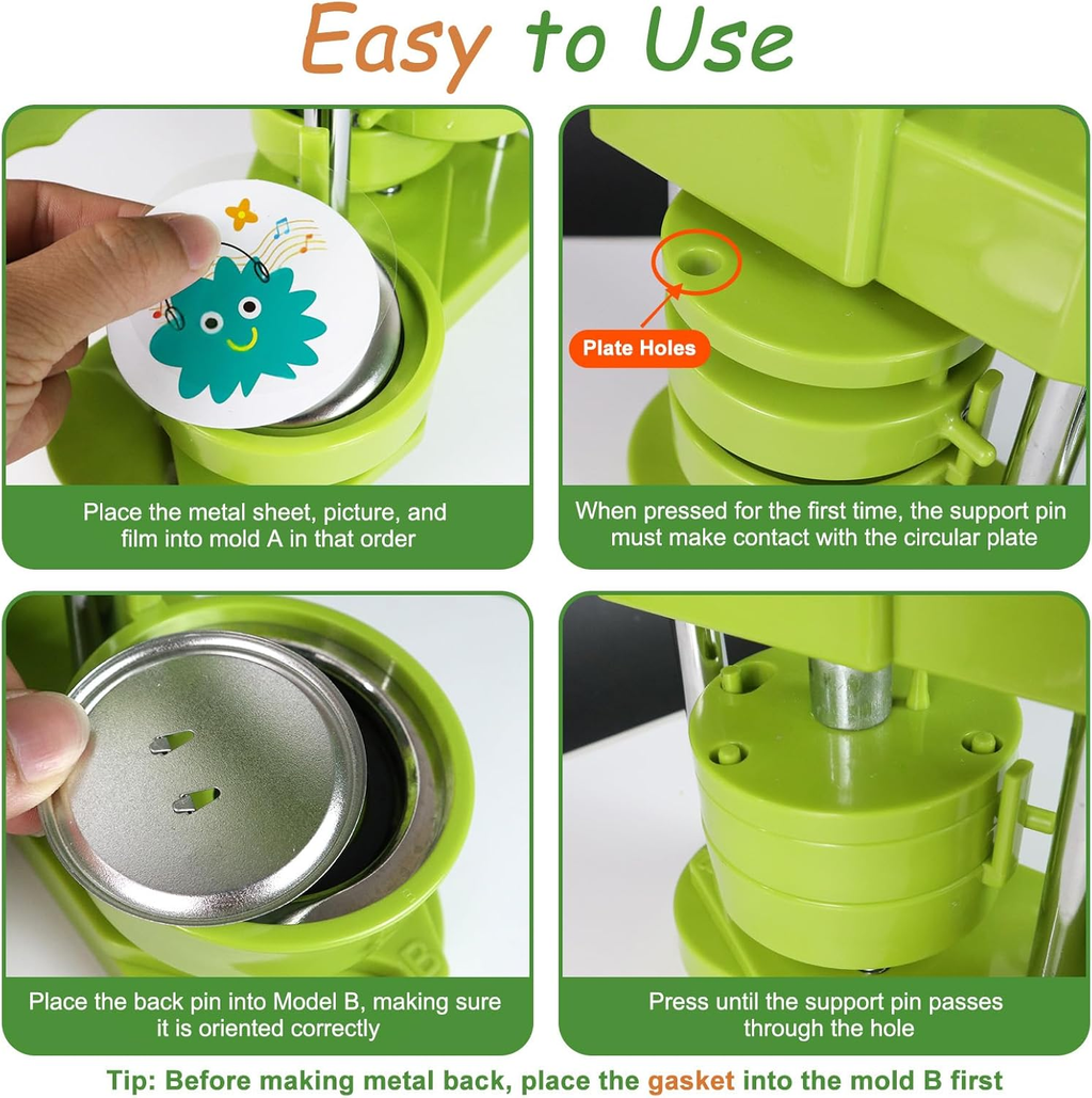 58Mm Button Maker Kit with 100-Set DIY Supplies | Create Custom Pins, Souvenirs