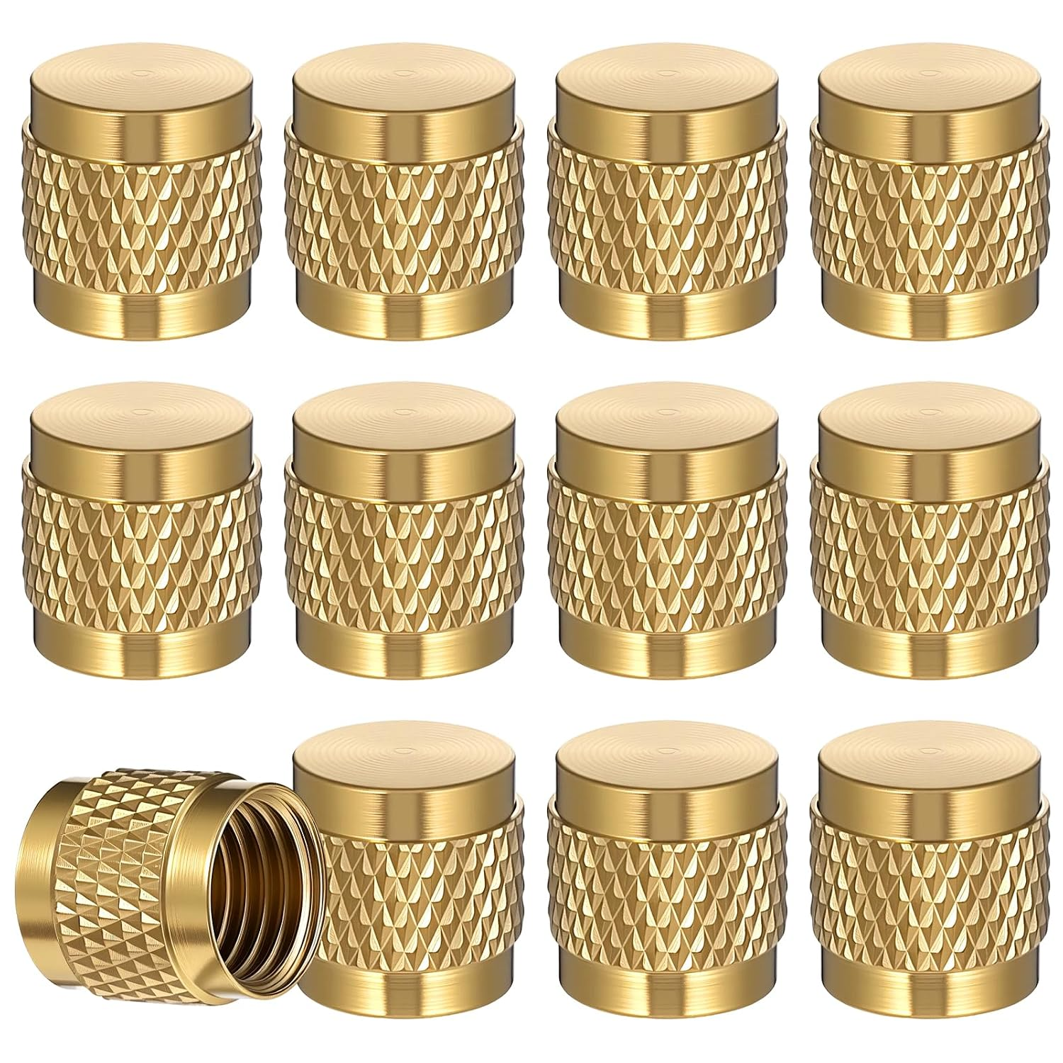 10Pack 1/4'' Flare Cap, round Brass Refrigerant Locking Caps, HVAC Locking Caps,