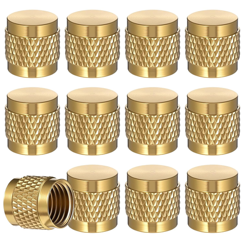 10Pack 1/4'' Flare Cap, round Brass Refrigerant Locking Caps, HVAC Locking Caps,