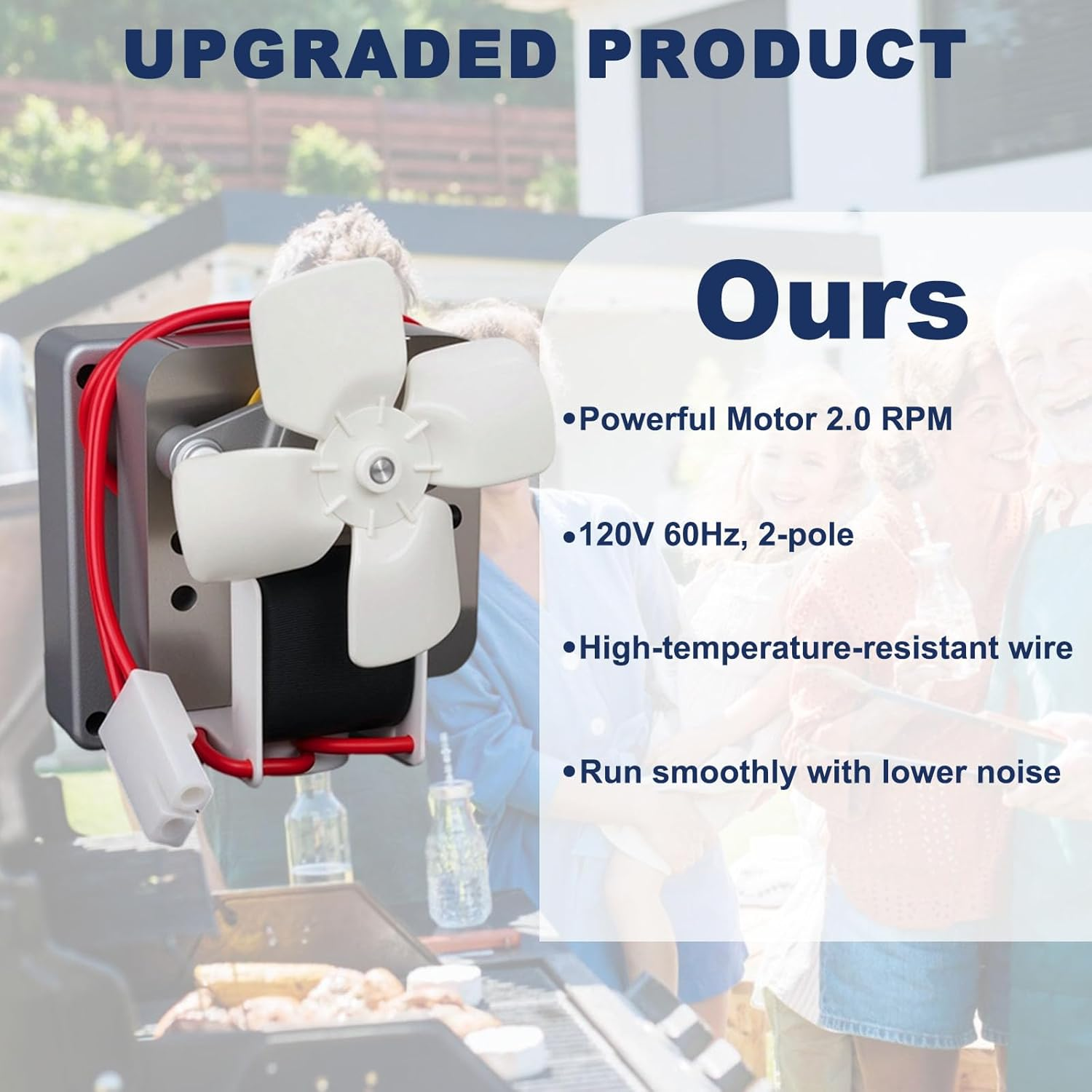 2.0 RPM Upgraded Barbecue Auger Motor Replacement | 120V 60Hz with 2 Pole, Compa