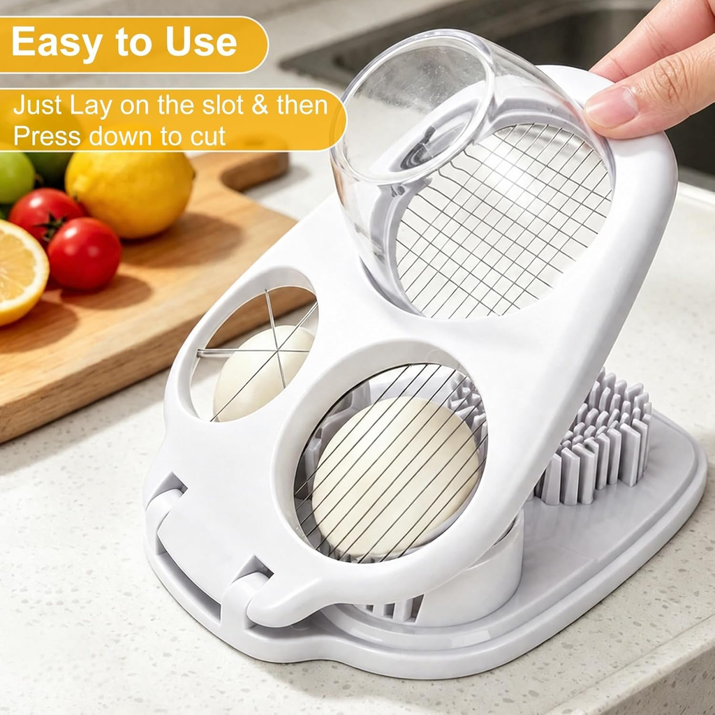 3-In-1 Egg Slicer for Hard Boiled Eggs& Egg Cutter, 304 Stainless Steel Cutting