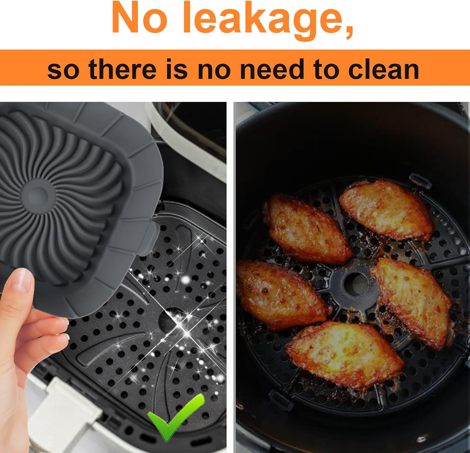 3Pack Air Fryer Silicone Liners for COSORI, Ninja, CHEFMAN and Most 1-2 Qt | Squ