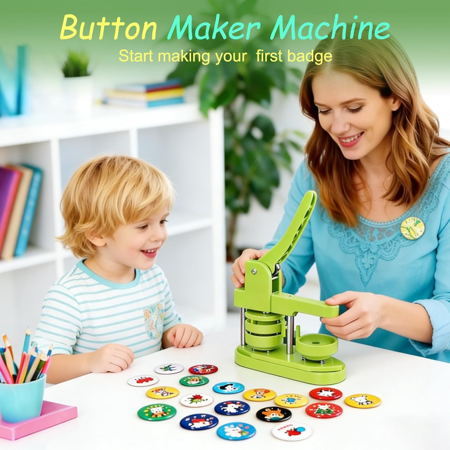 58Mm Button Maker Kit with 100-Set DIY Supplies | Create Custom Pins, Souvenirs