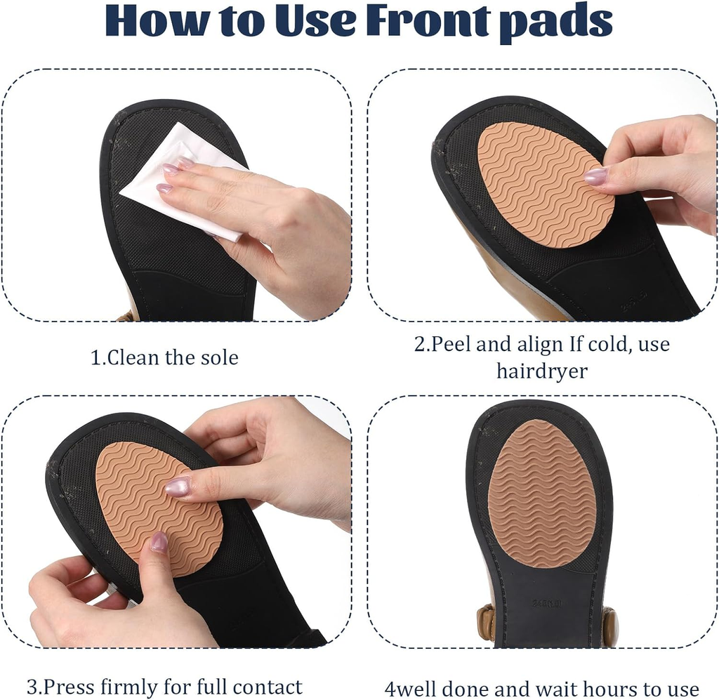 12Pcs Non-Slip Shoe Pads, anti Slip Shoe Grips, Self-Adhesive Anti-Skid Rubber S