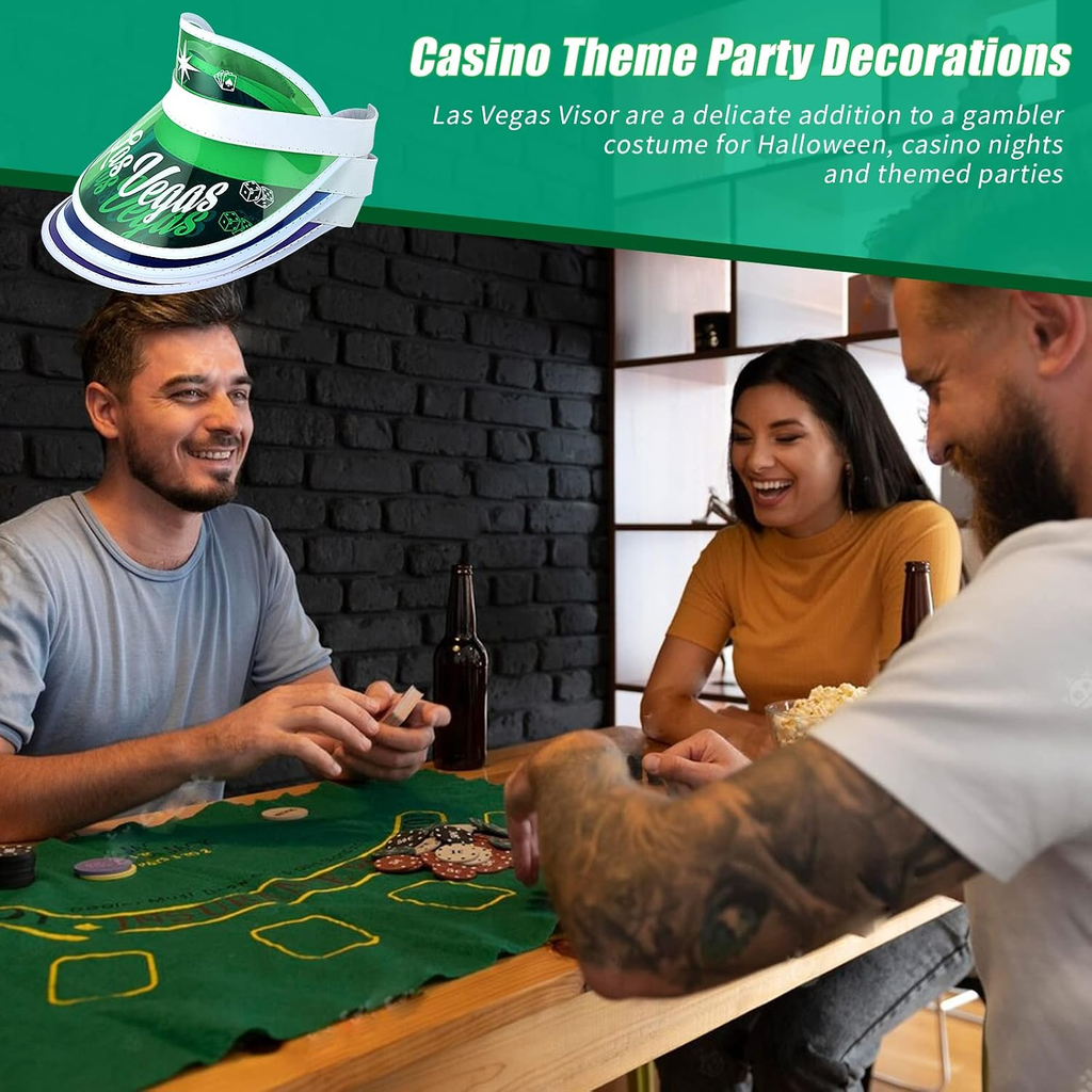 4 Pieces Vegas Poker Theme Party Decorations - Visor, Dealer Costume for Game Ni