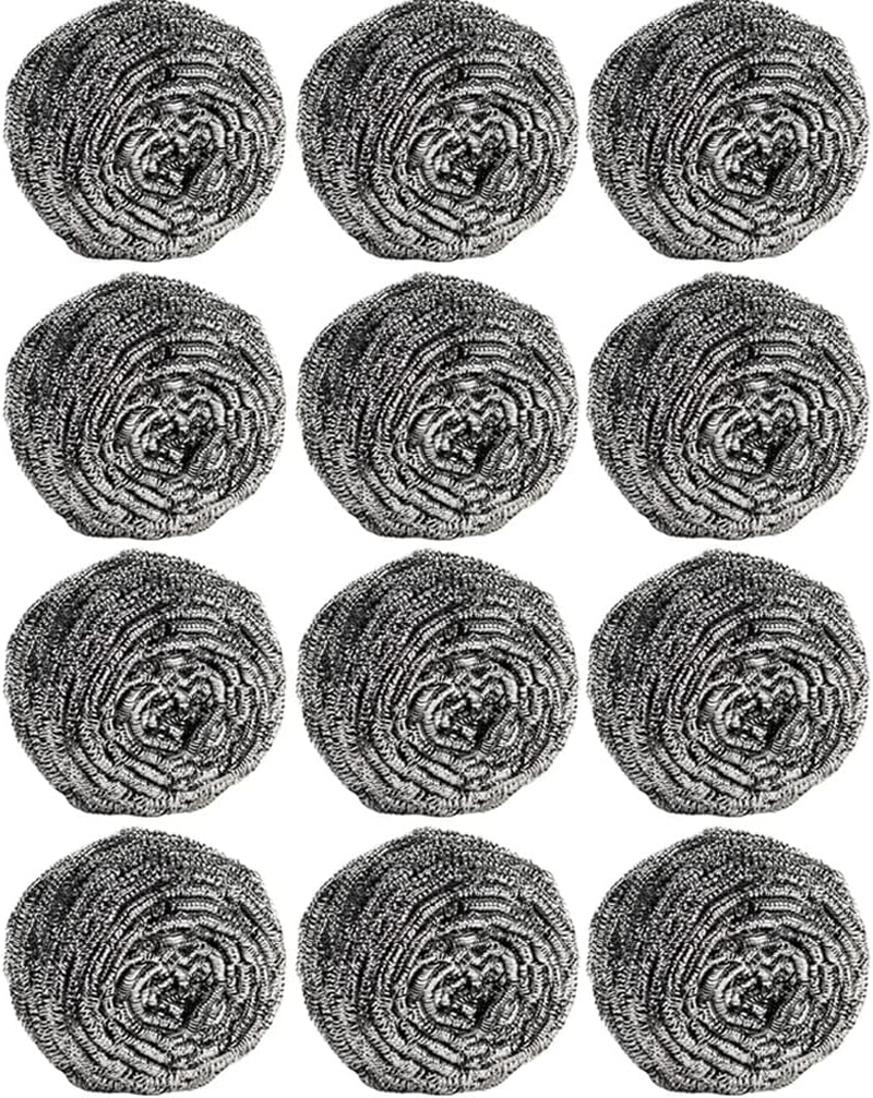 12Pcs Steel Wool Scrubber Pads for Cleaning Dishes, Pans, Pots, Ovens, Grills, S