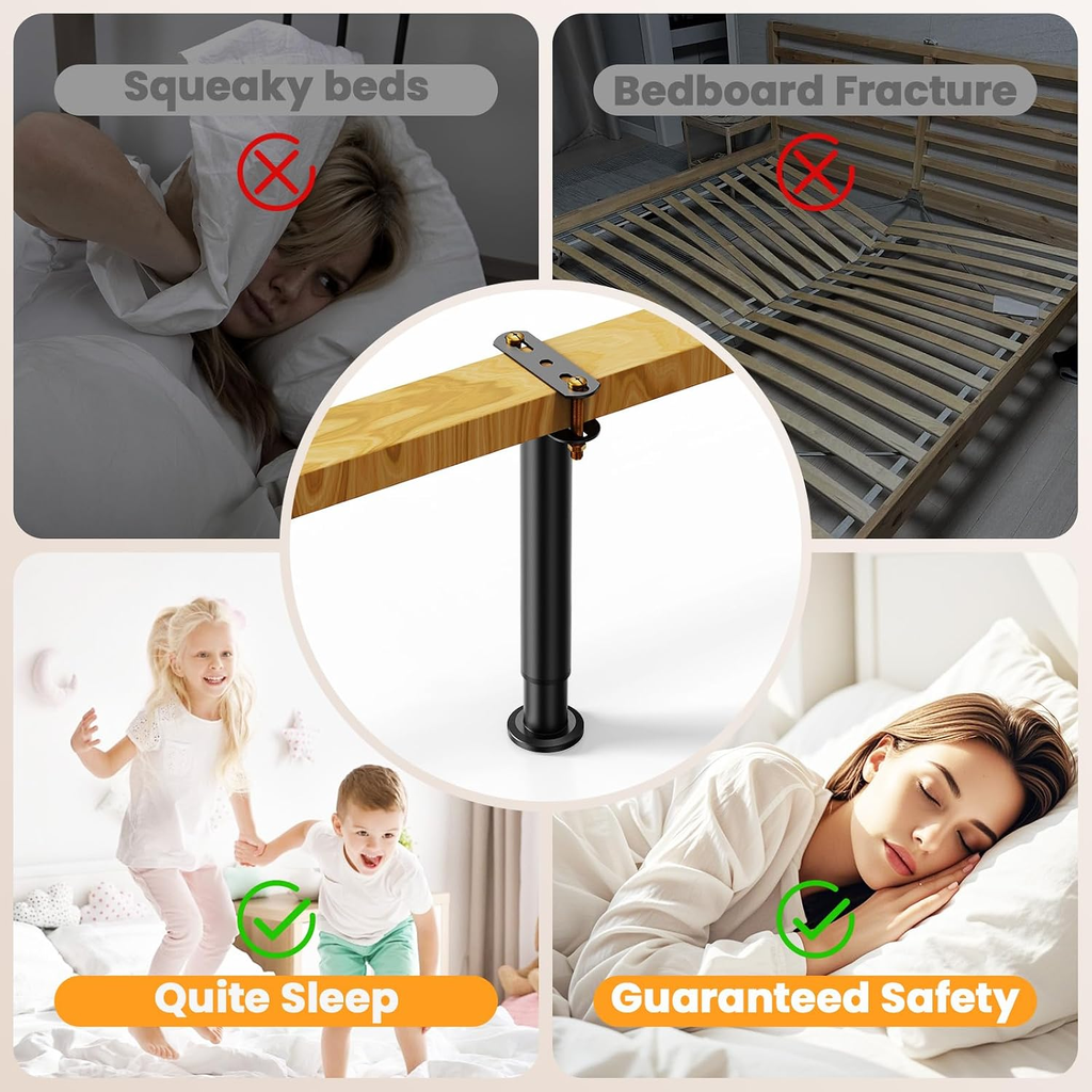 4Pcs Adjustable Bed Support Legs, 10-17 Inch Bed Frame Legs, Metal Bed Frame Sup