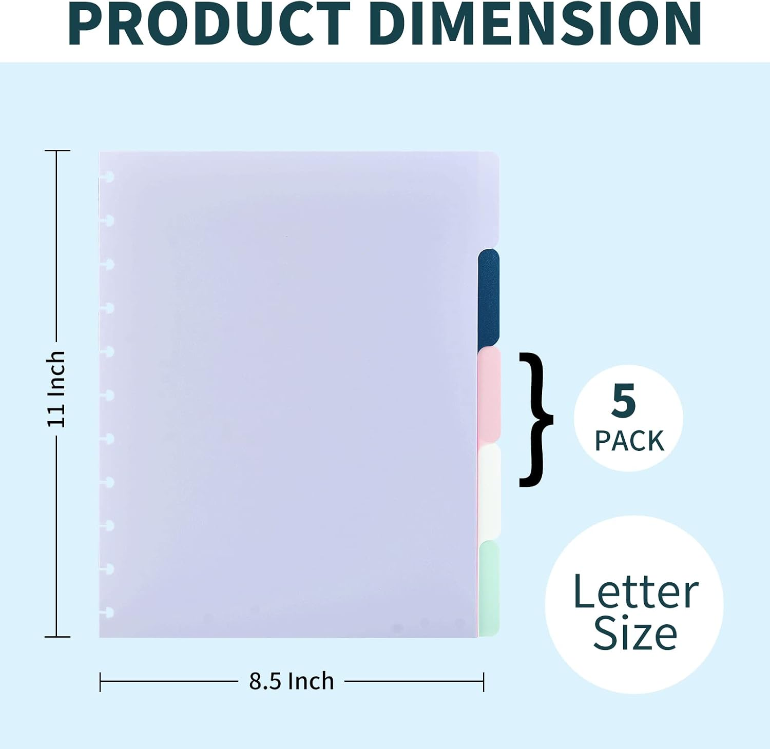 5 Tab Discbound Dividers Notebook Letter Size Planner Supplies Letter Pocket Div