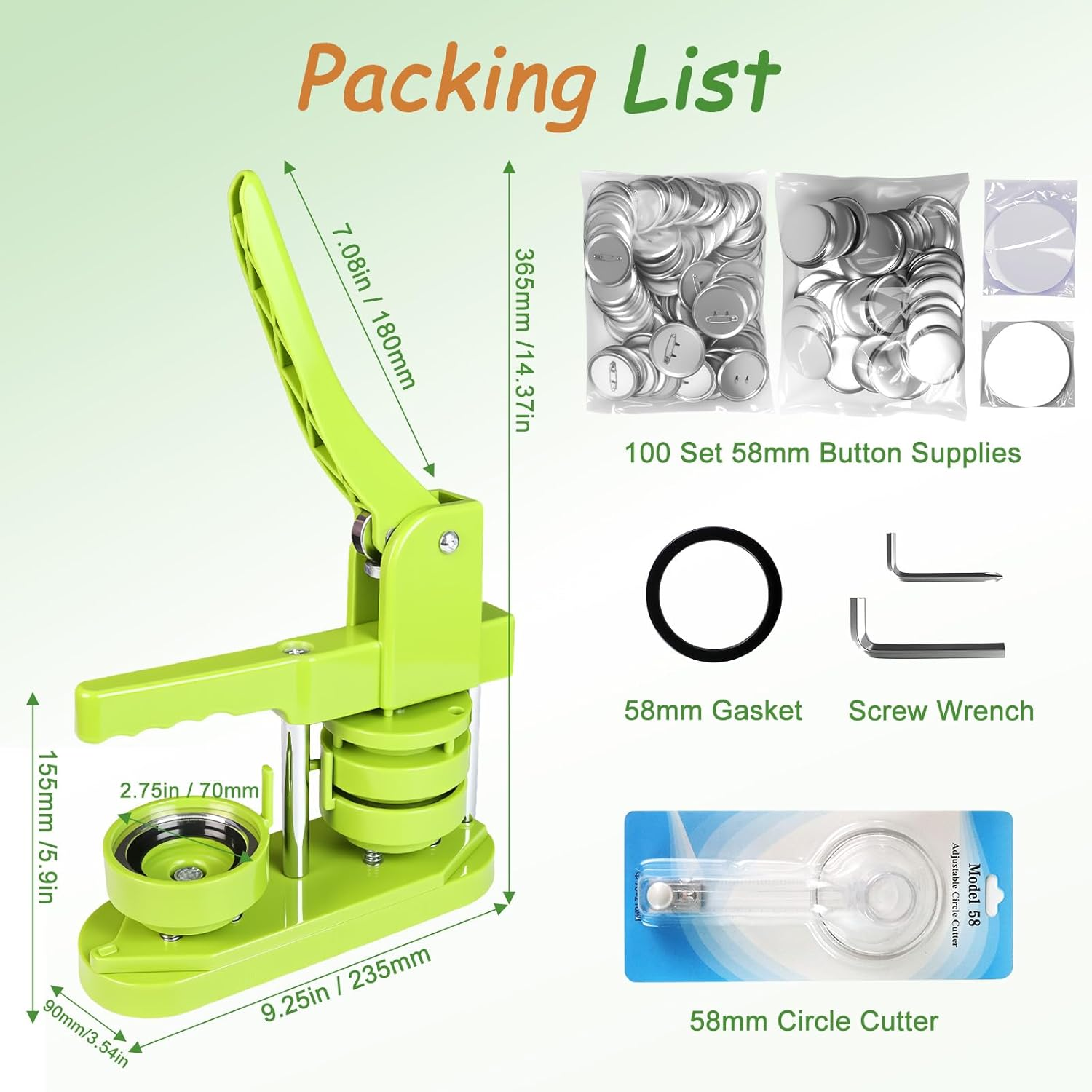 58Mm Button Maker Kit with 100-Set DIY Supplies | Create Custom Pins, Souvenirs