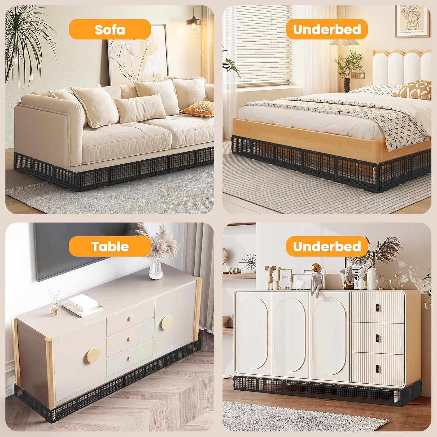12Pcs under Couch Blocker,Under Bed Blocker for Pets,Adjustable under Furniture