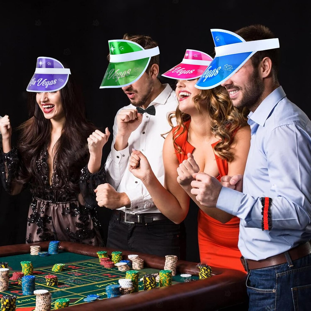 4 Pieces Vegas Poker Theme Party Decorations - Visor, Dealer Costume for Game Ni