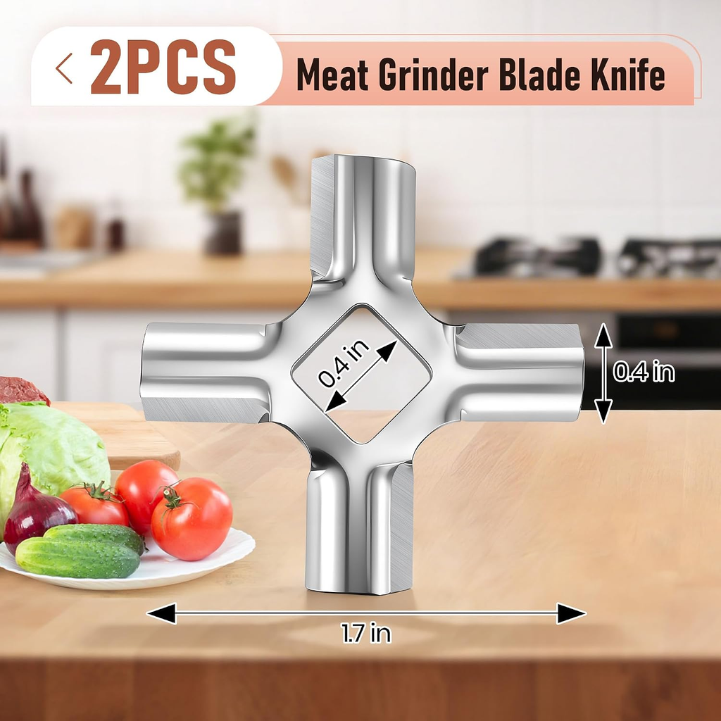 2 Pack Meat Grinder Blades Compatible with Kitchenaid FGA | Old Style Fit, Stain