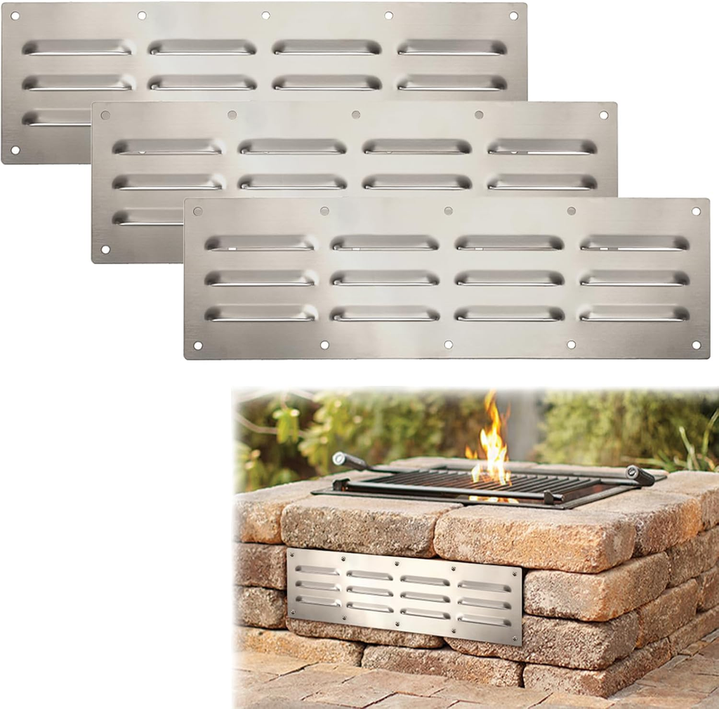 3 Pack Stainless Steel Venting Panel for Grill Accessory, Rectangle Grill Vent C
