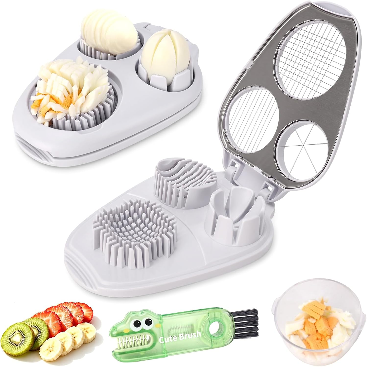 3-In-1 Egg Slicer for Hard Boiled Eggs& Egg Cutter, 304 Stainless Steel Cutting