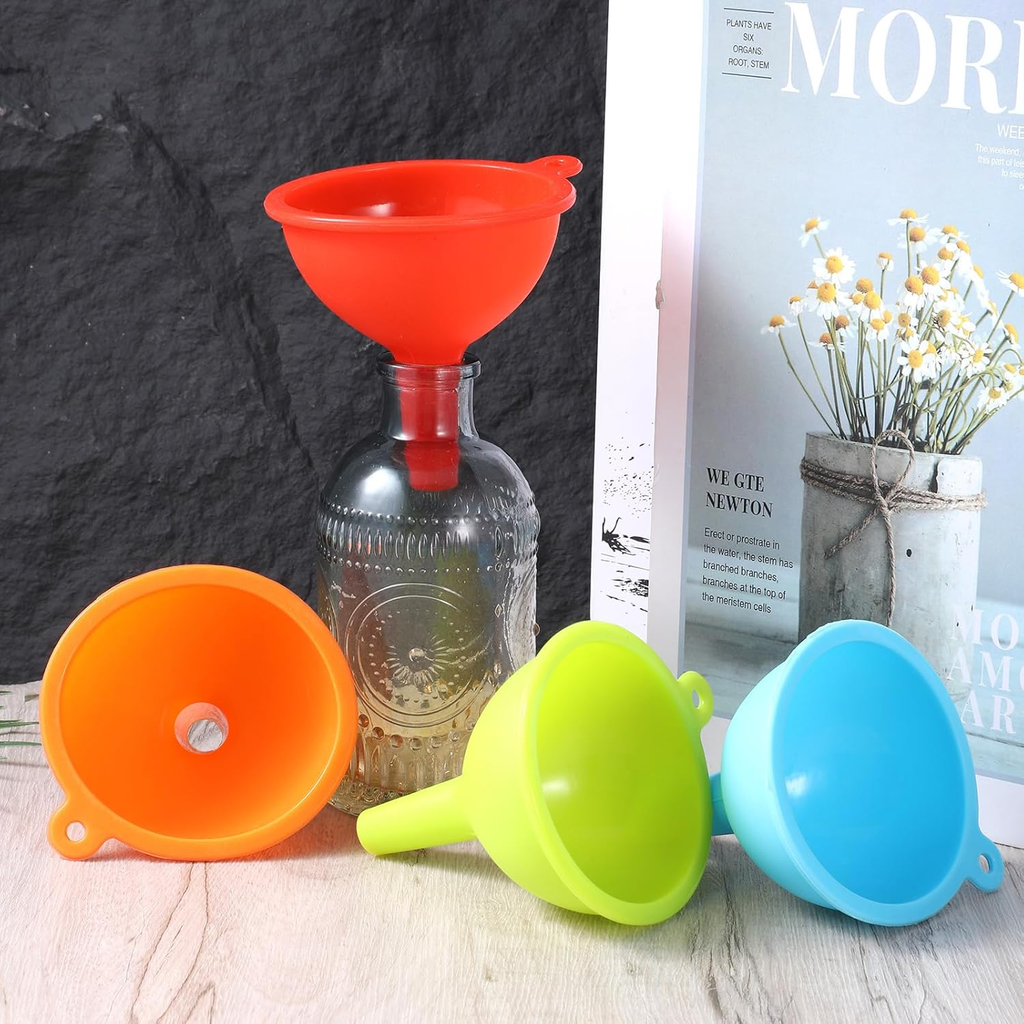 4 Pack Kitchen Silicone Funnel, Kitchen Funnel Set, Canning Silicone Funnels, Wi
