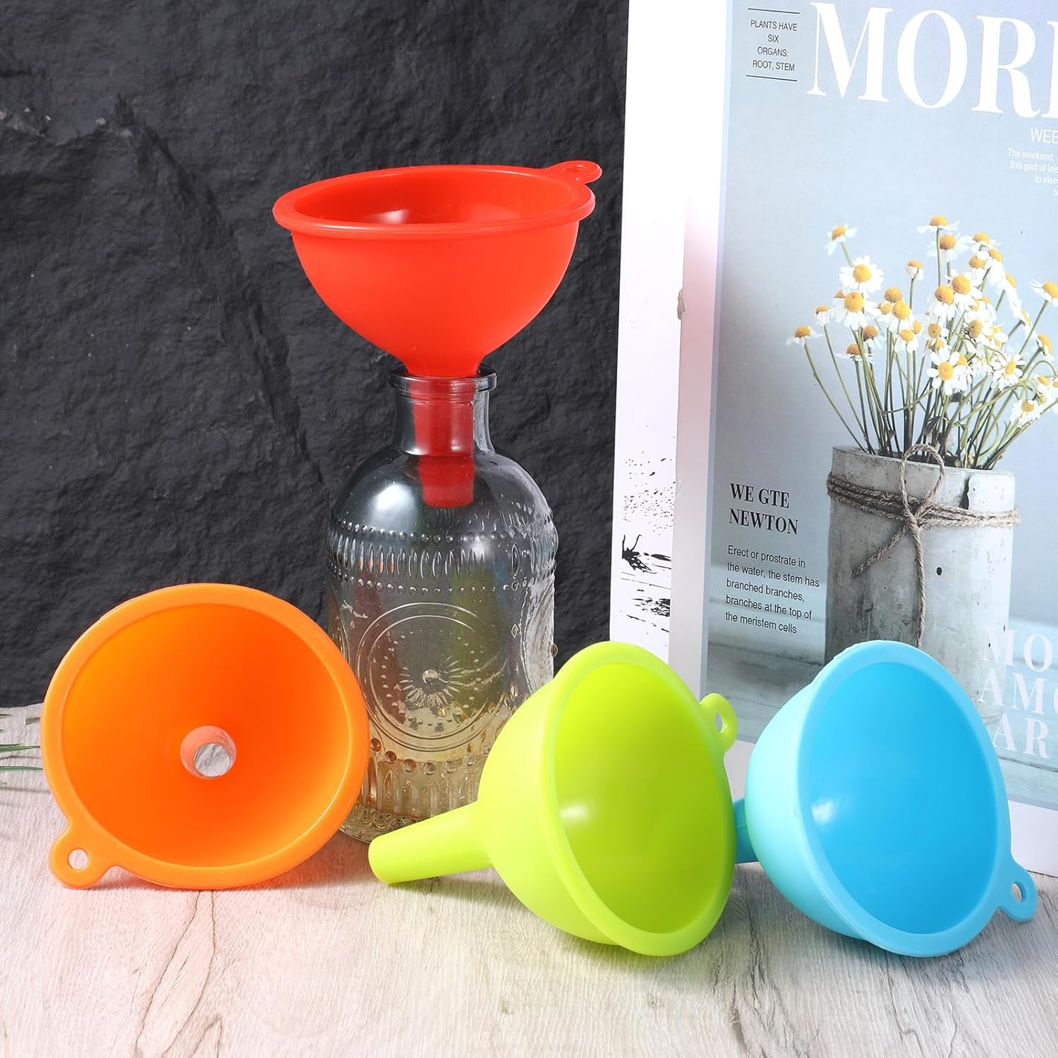 4 Pack Kitchen Silicone Funnel, Kitchen Funnel Set, Canning Silicone Funnels, Wi