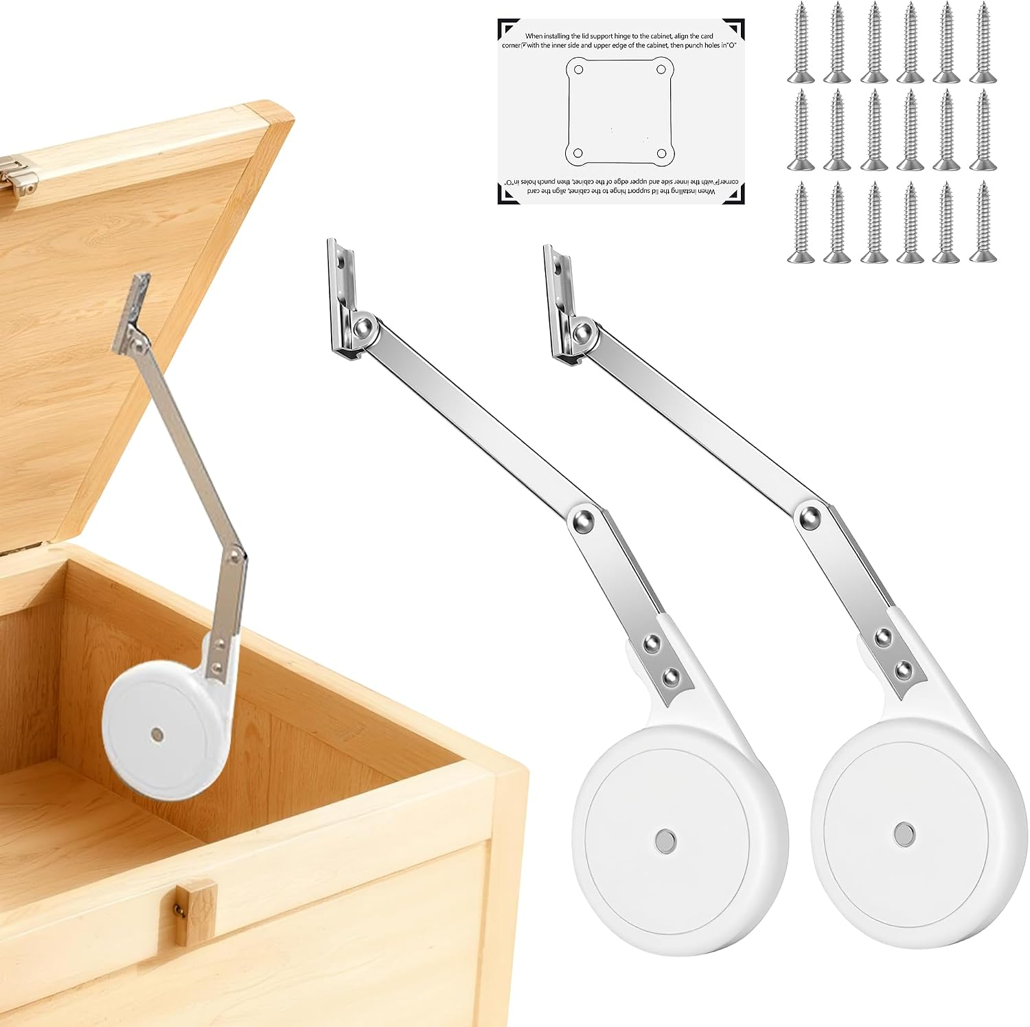 2 Pack Soft Close Hinges for Toy Boxes | Heavy Duty Lid Support, for Wooden Trun