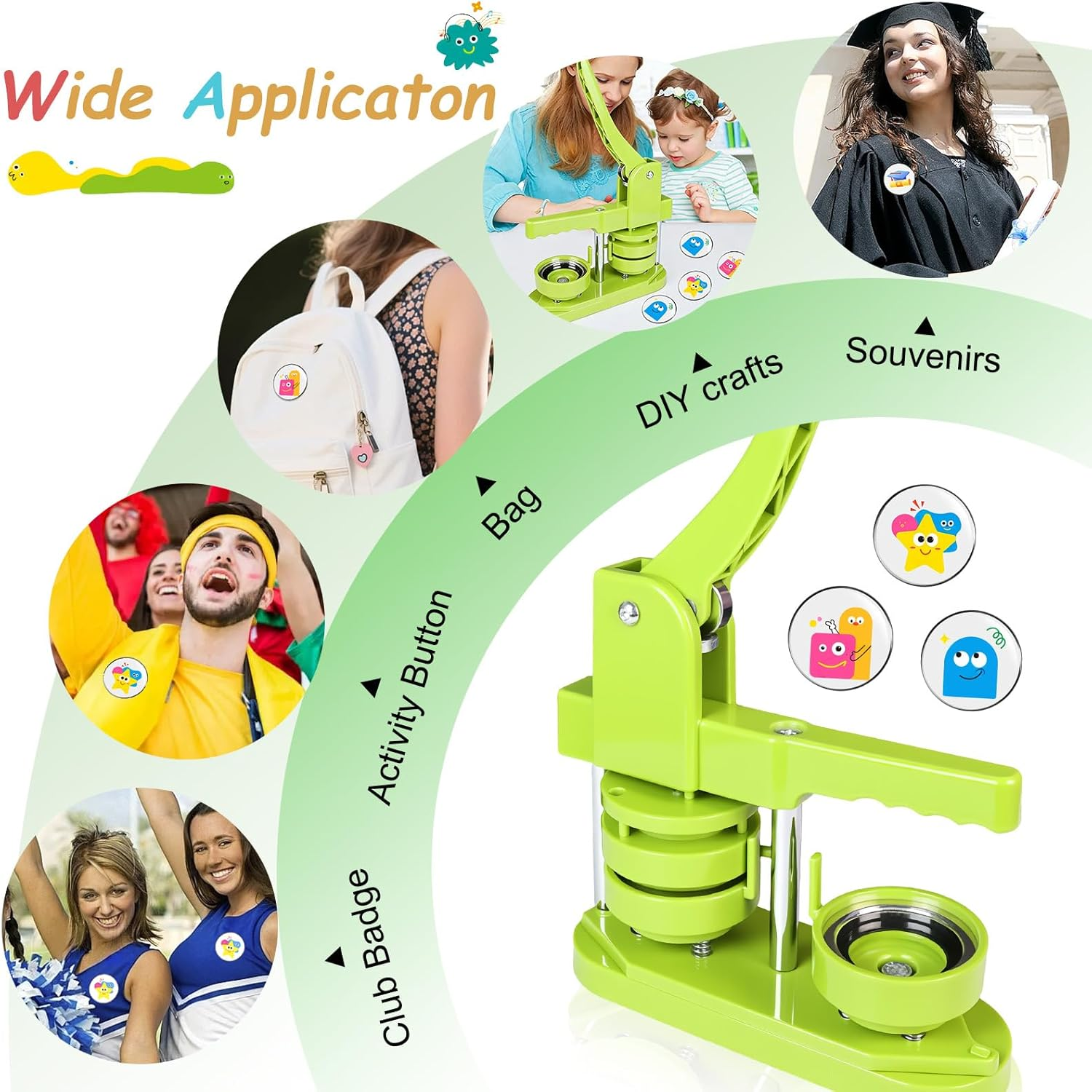 58Mm Button Maker Kit with 100-Set DIY Supplies | Create Custom Pins, Souvenirs