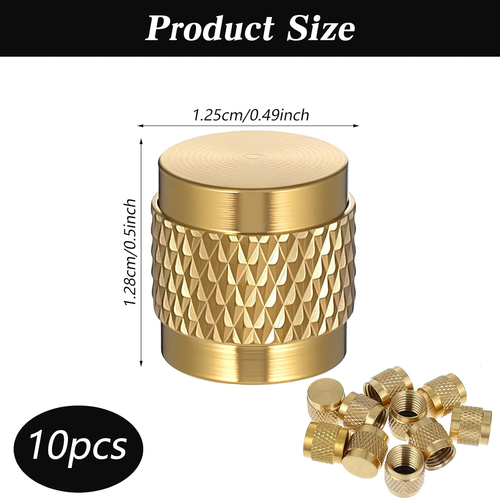 10Pack 1/4'' Flare Cap, round Brass Refrigerant Locking Caps, HVAC Locking Caps,