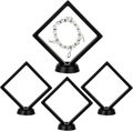 4 Pack 4.3 Inch Floating Display Case, Floating Frame with Stand, Black Abs Plas