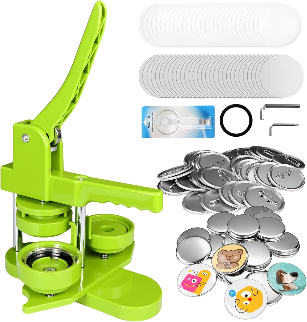 58Mm Button Maker Kit with 100-Set DIY Supplies | Create Custom Pins, Souvenirs
