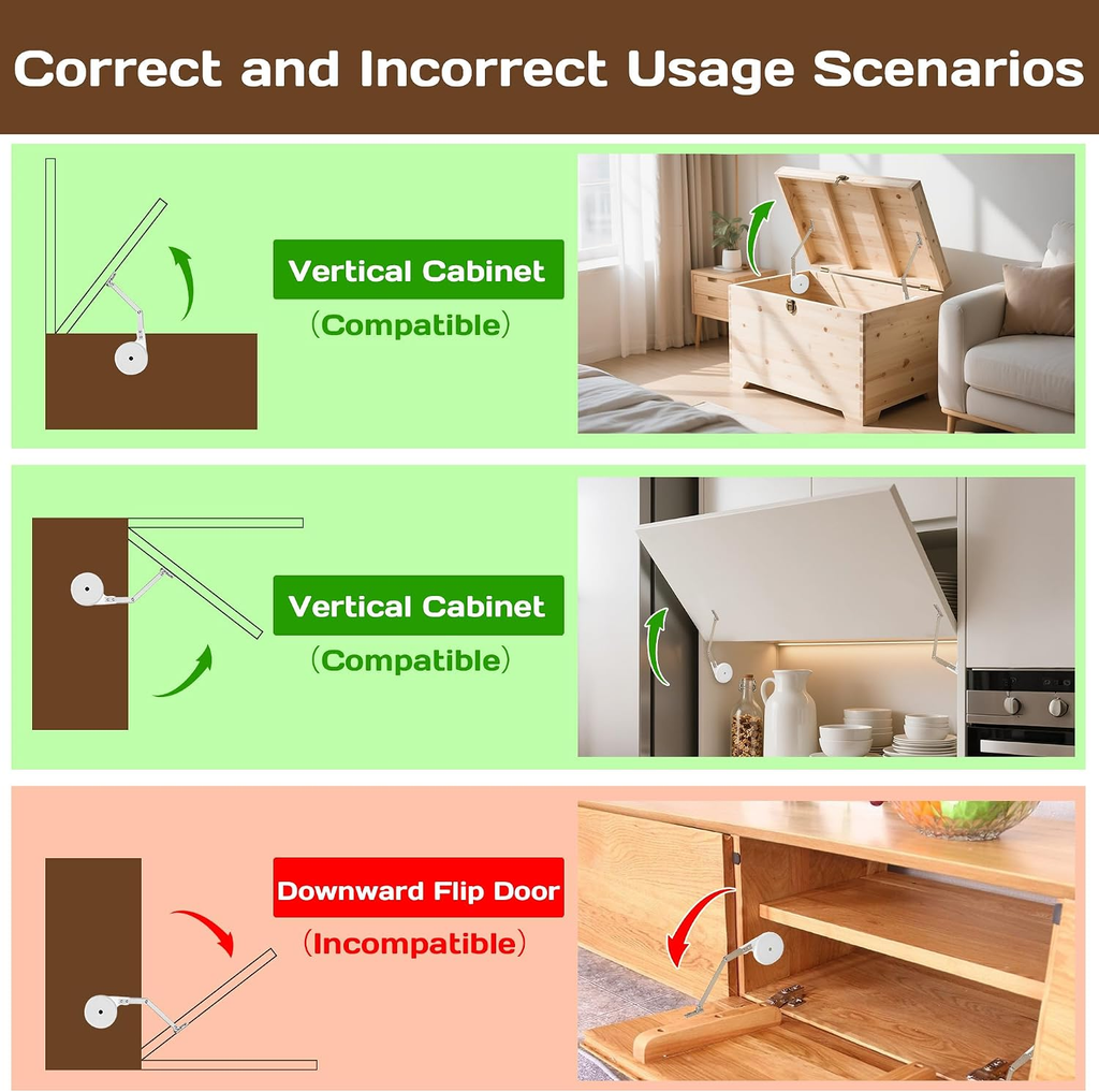 2 Pack Soft Close Hinges for Toy Boxes | Heavy Duty Lid Support, for Wooden Trun