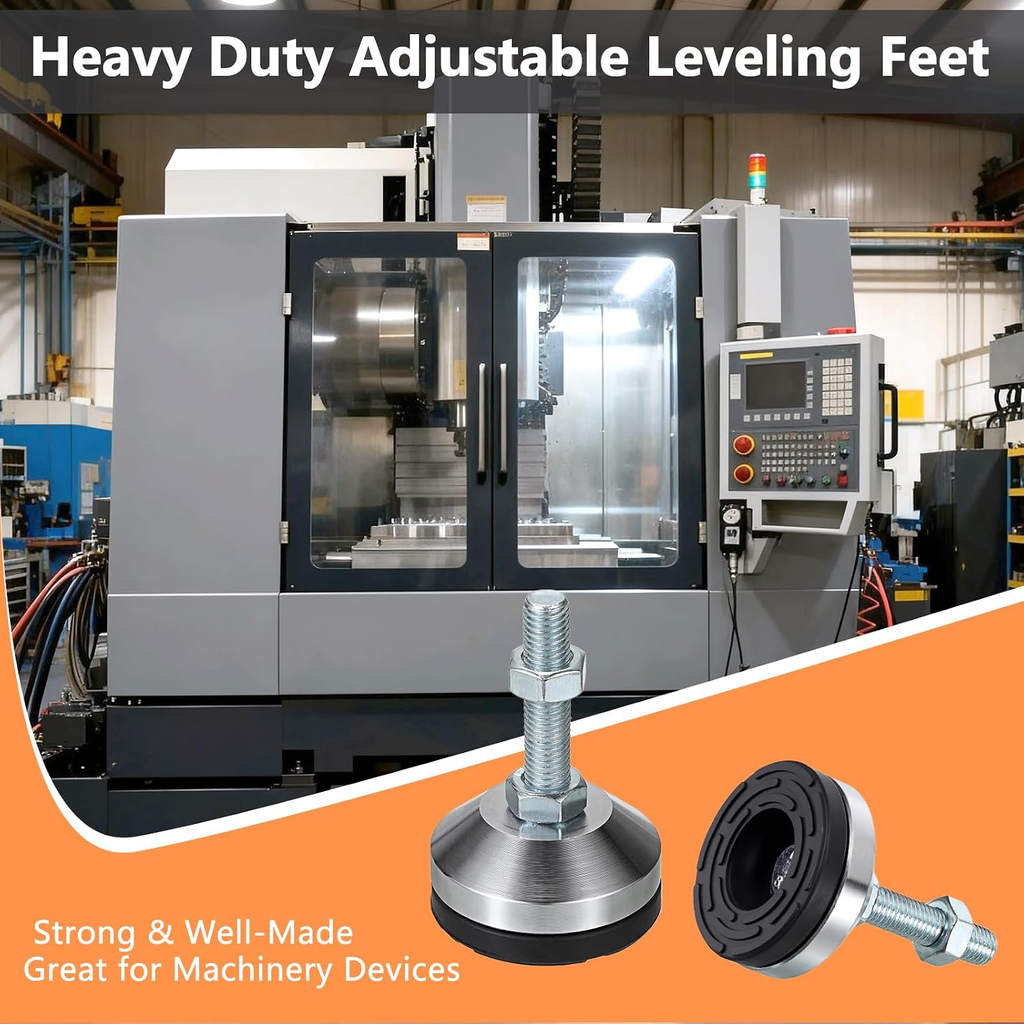 4 PCS Machine Leveling Feet, 3200 Lb Total Static Load, Heavy Duty Adjustable Le