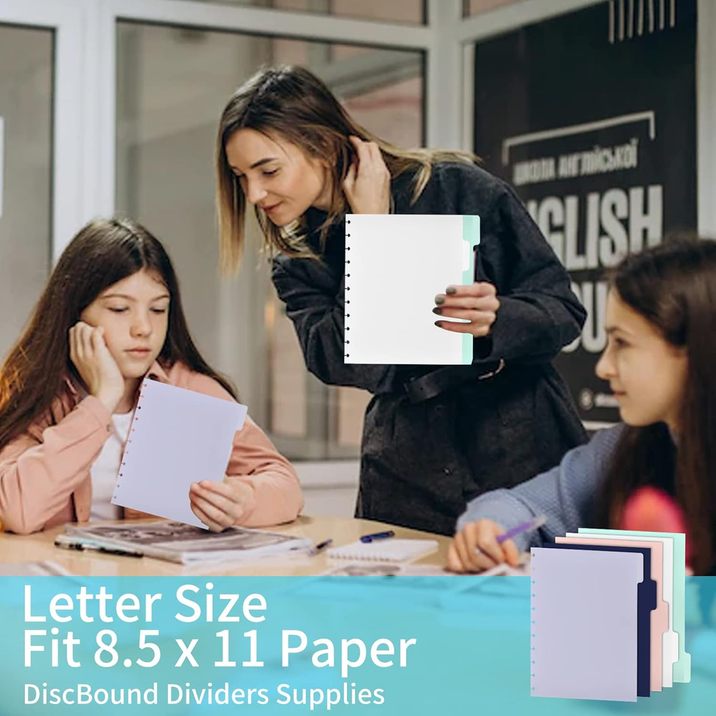 5 Tab Discbound Dividers Notebook Letter Size Planner Supplies Letter Pocket Div