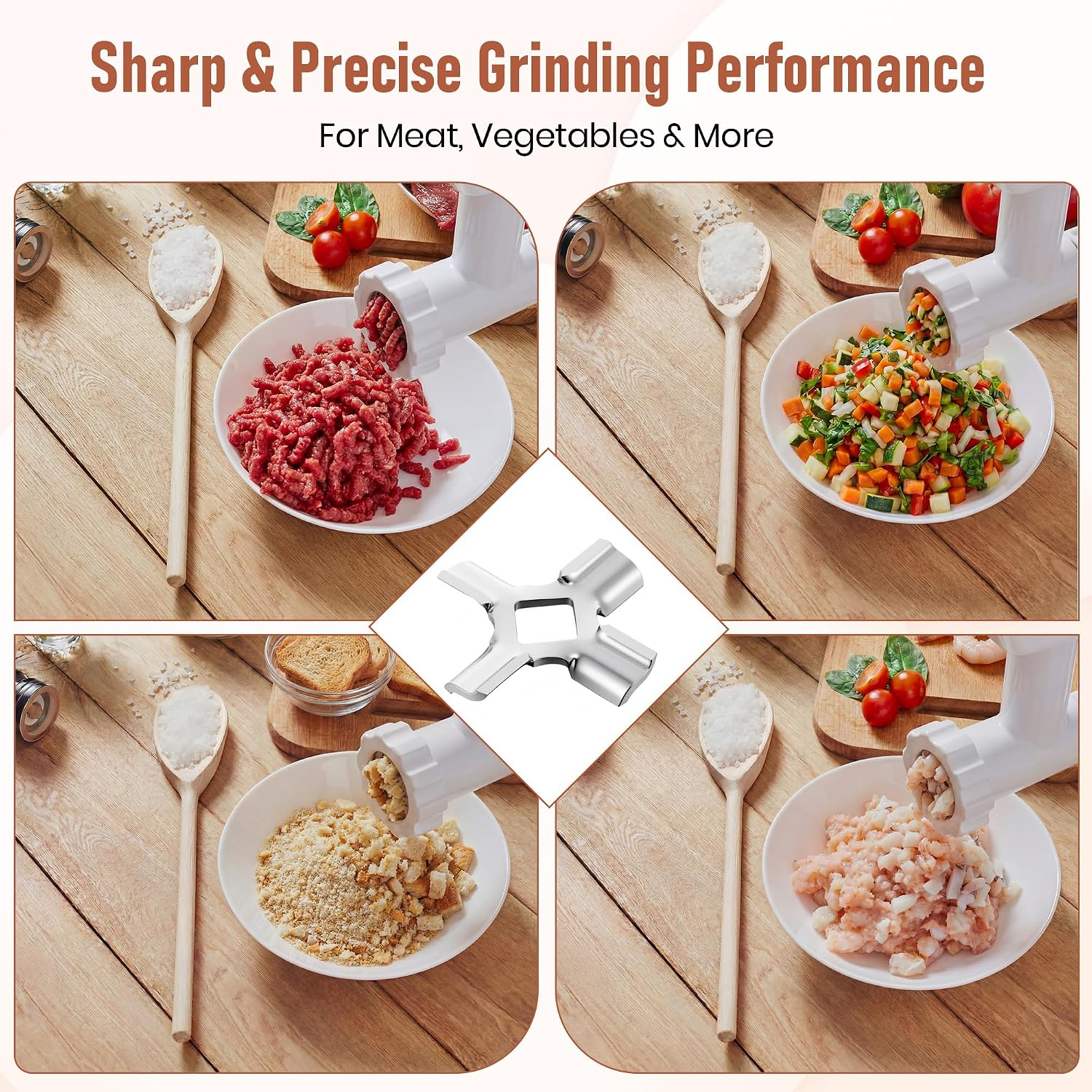 2 Pack Meat Grinder Blades Compatible with Kitchenaid FGA | Old Style Fit, Stain