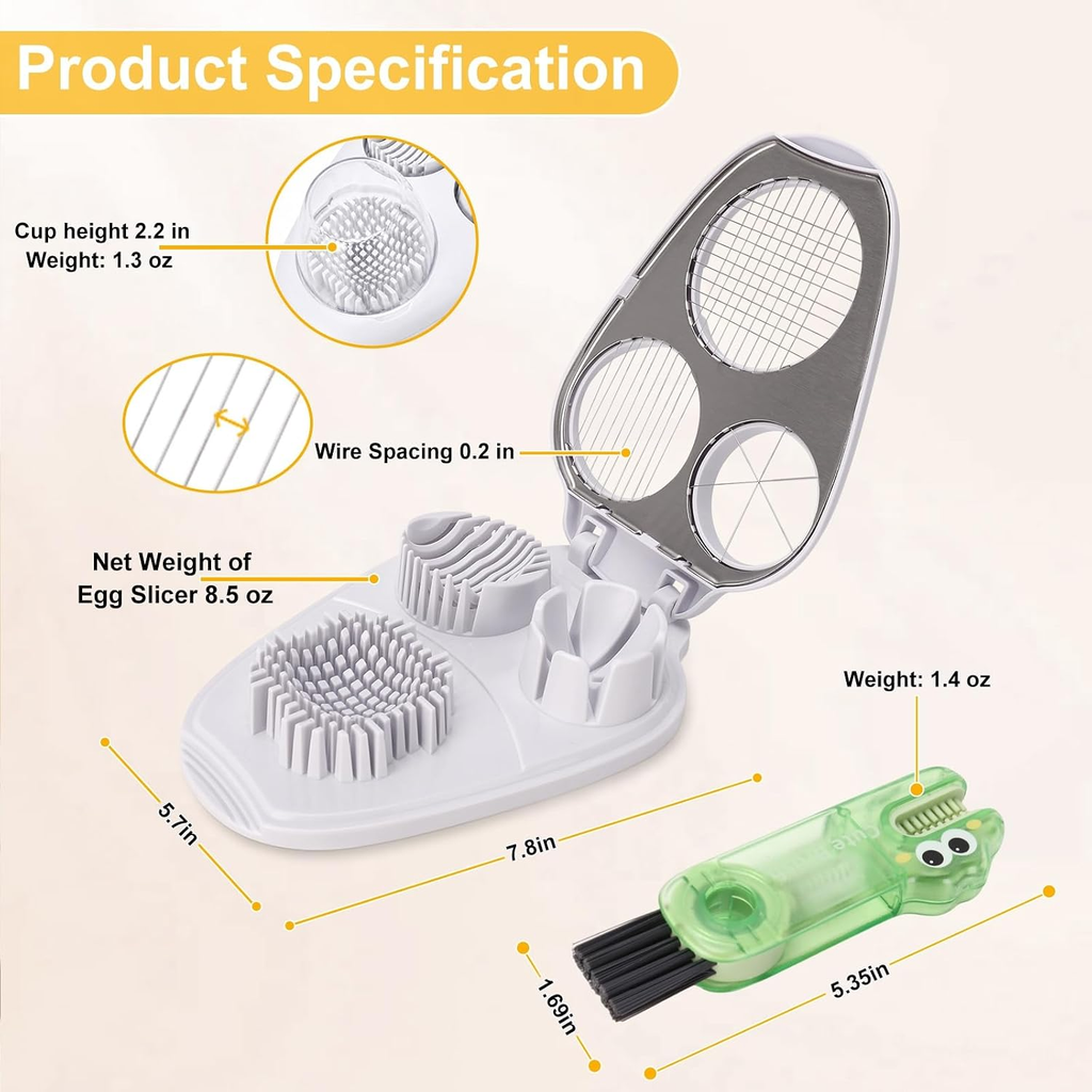3-In-1 Egg Slicer for Hard Boiled Eggs& Egg Cutter, 304 Stainless Steel Cutting