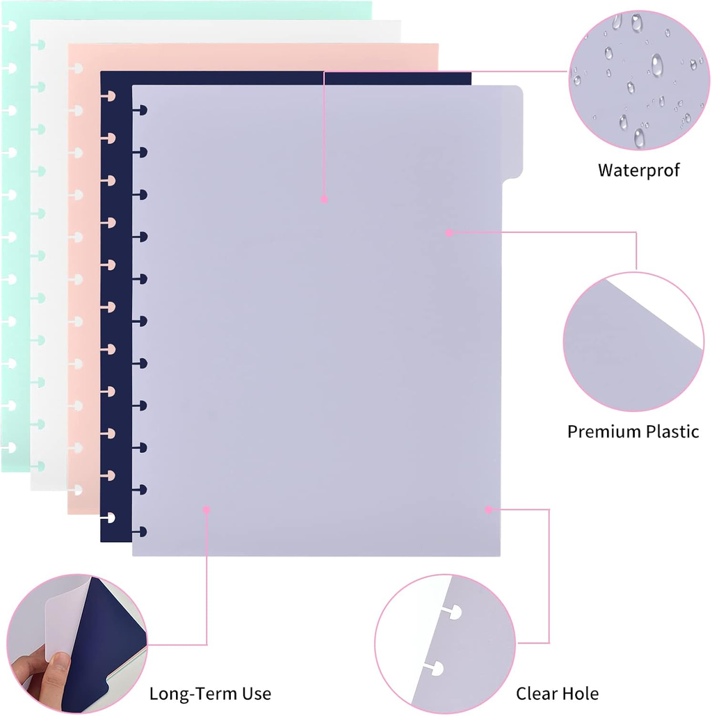 5 Tab Discbound Dividers Notebook Letter Size Planner Supplies Letter Pocket Div