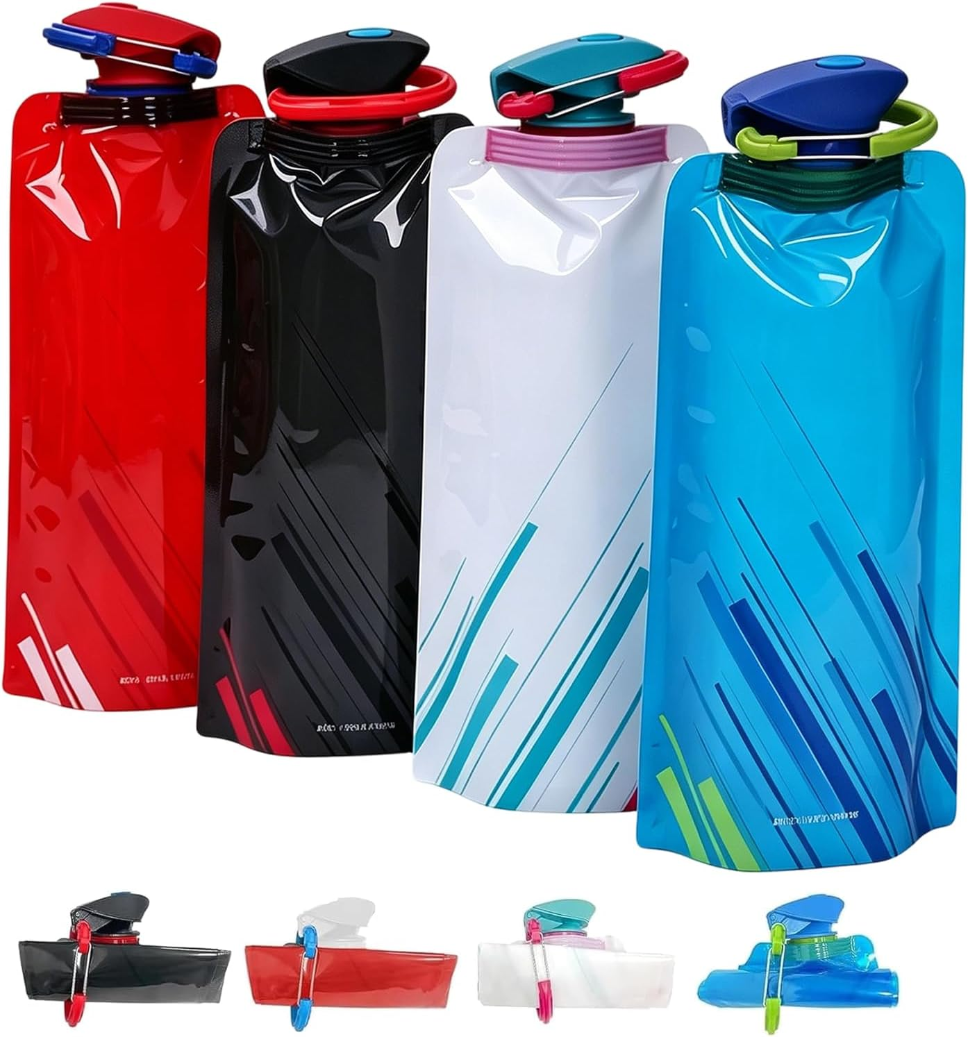 4 Pack Collapsible Water Bottles for Travel, 24Oz(700 Ml) Foldable Water Bottle
