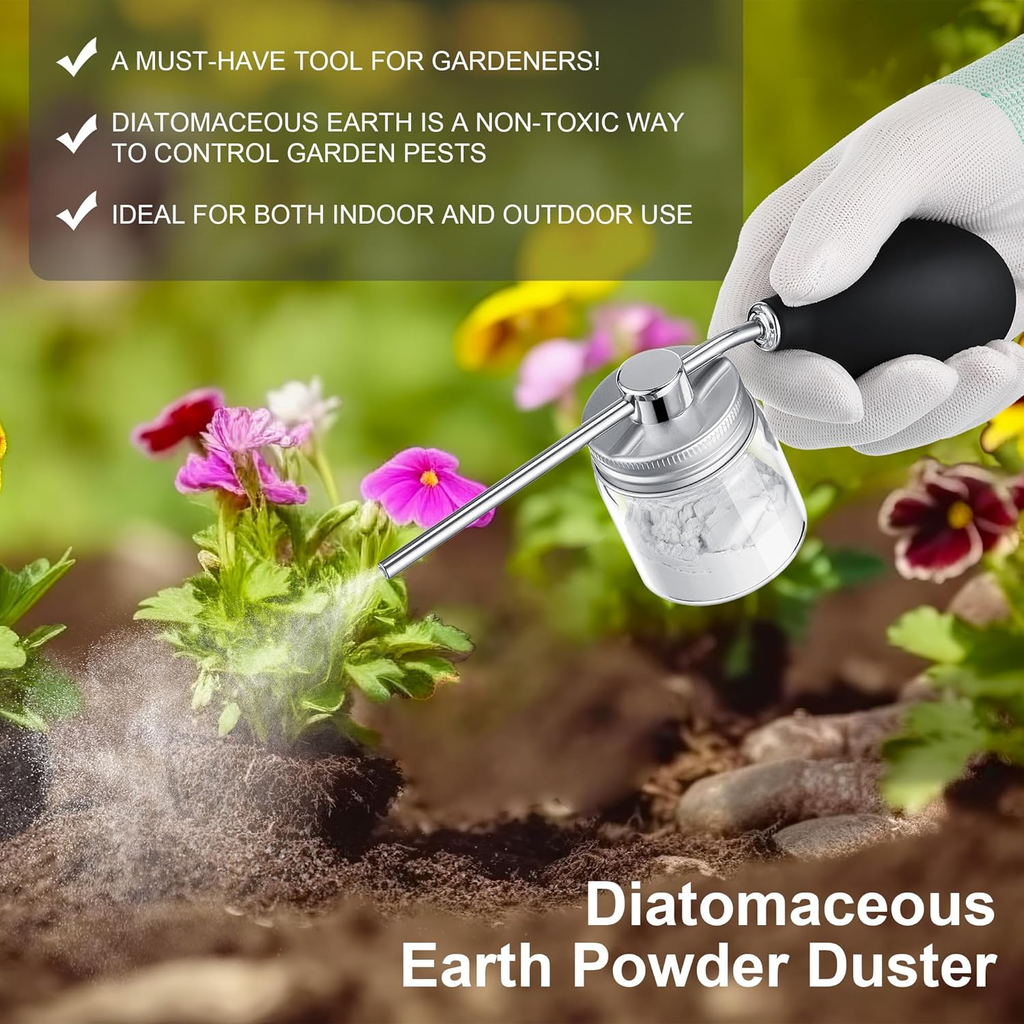 1 Pack Diatomaceous round Food Grade Bulb Powder Duster Dispenser(Silver) | 2Oz