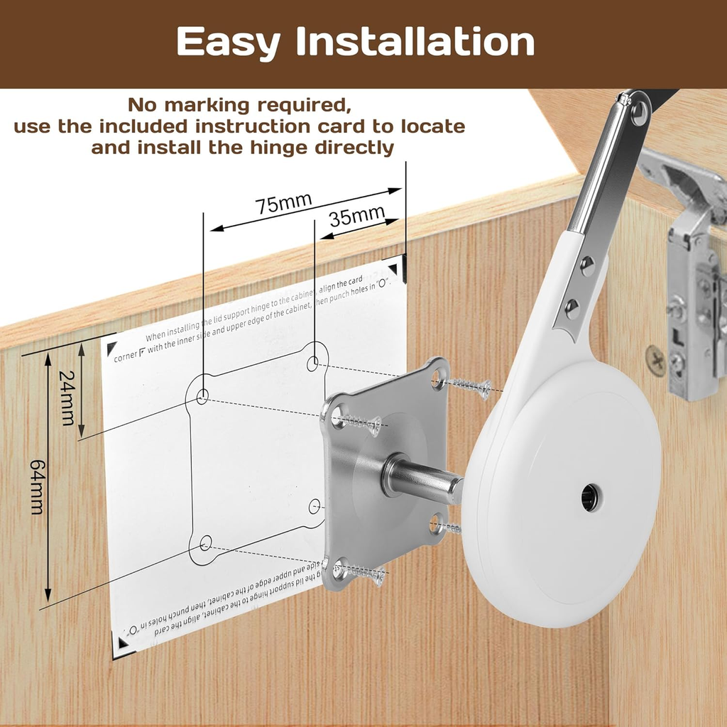 2 Pack Soft Close Hinges for Toy Boxes | Heavy Duty Lid Support, for Wooden Trun