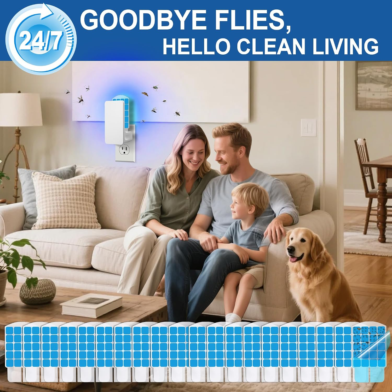 20 Pack Fly Trap Refills Compatible with Wowcatch N386A Fly Trap | Double-Sided
