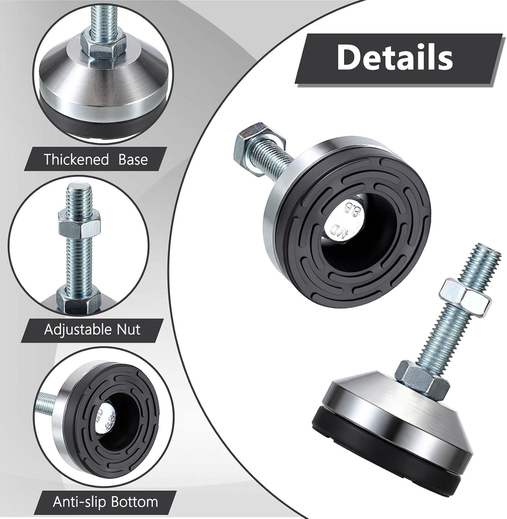 4 PCS Machine Leveling Feet, 3200 Lb Total Static Load, Heavy Duty Adjustable Le