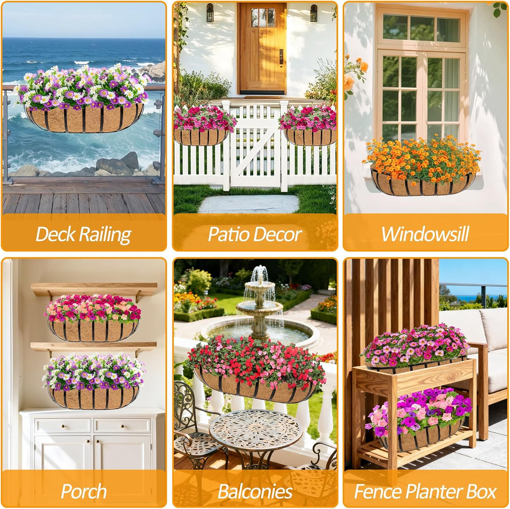 2 Pack 24 Inch Trough Coconut Liners for Planters- Natural Coco Liner Window Box