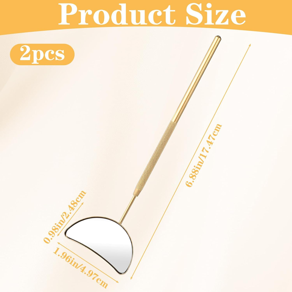 2 PCS Lash Mirror for Eyelash Extensions, Stainless Steel Lash Mirror, Half Moon