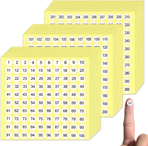 1-300 Stickers with Numbers, Numbered Stickers, Consecutive Number Sticker, 4500