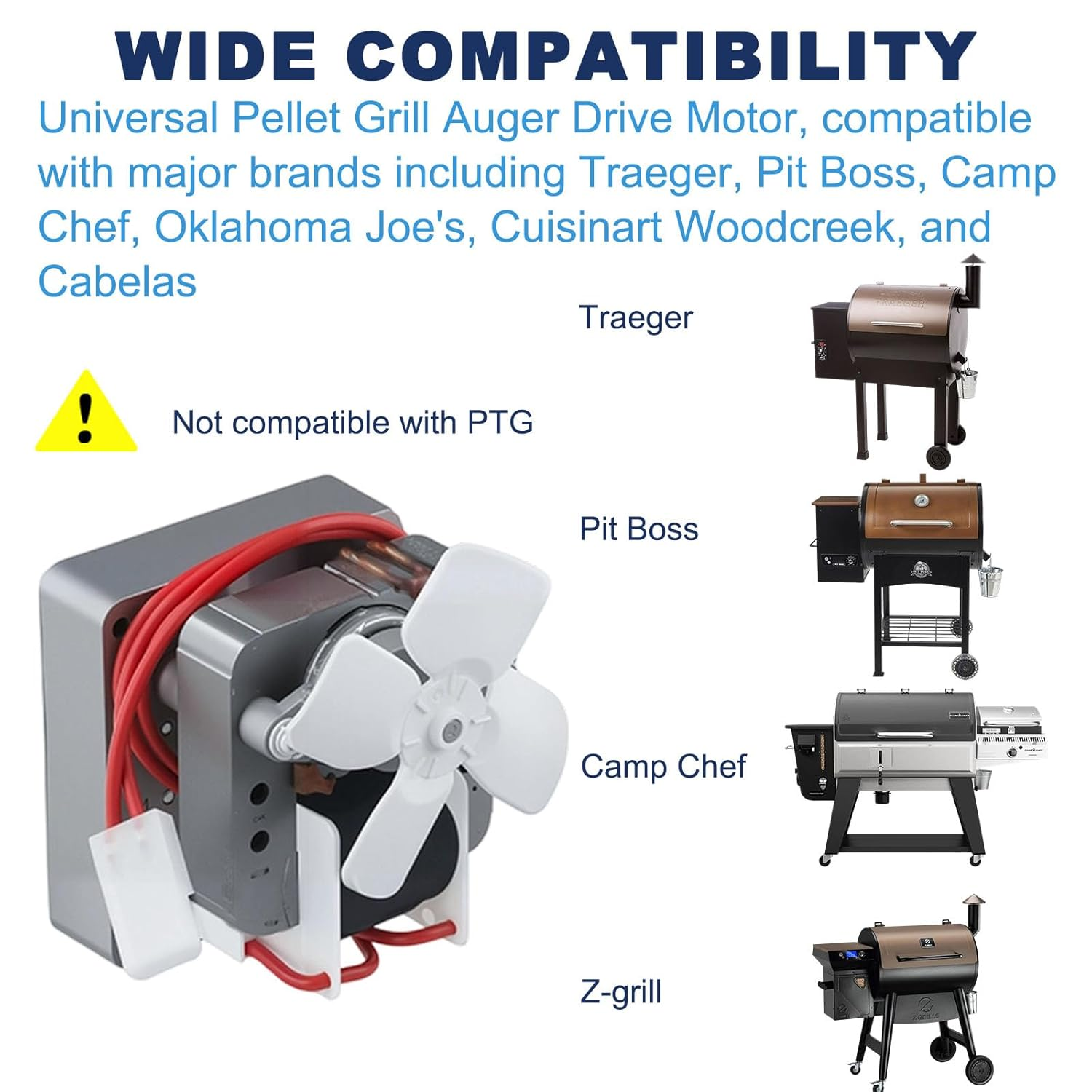 2.0 RPM Upgraded Barbecue Auger Motor Replacement | 120V 60Hz with 2 Pole, Compa