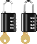 2 Pack Combination Padlock, 4 Digit Resettable Padlock with Keys, Combo Lock for