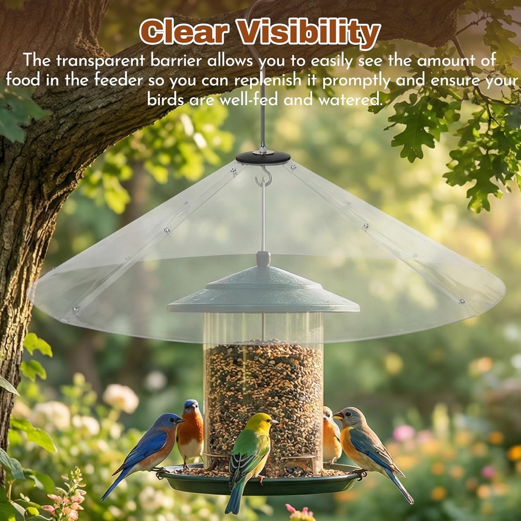 24 Inch Oversized Squirrel Baffle for Hanging Bird Feeder | Clear PC Bird Feeder