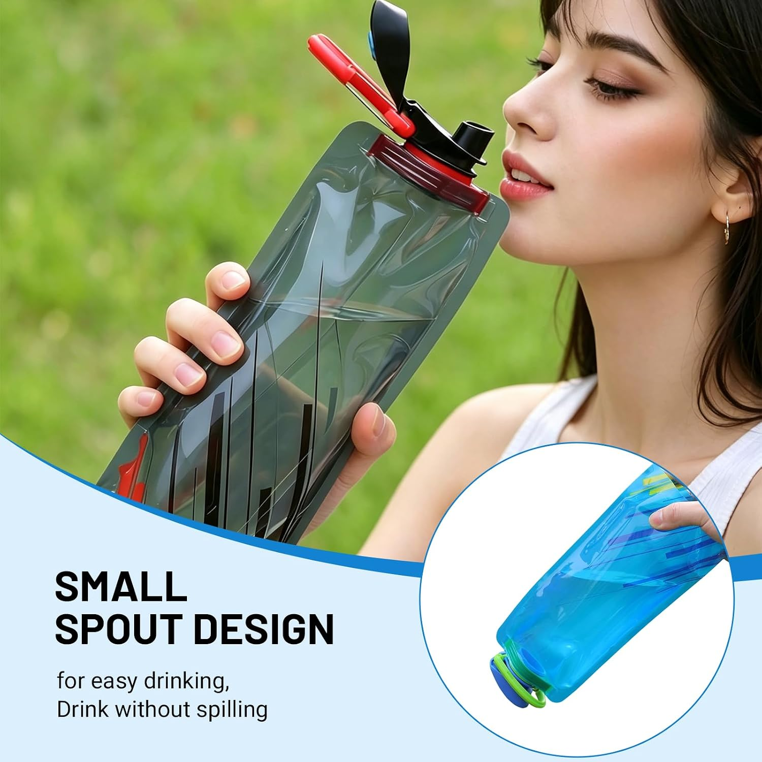 4 Pack Collapsible Water Bottles for Travel, 24Oz(700 Ml) Foldable Water Bottle