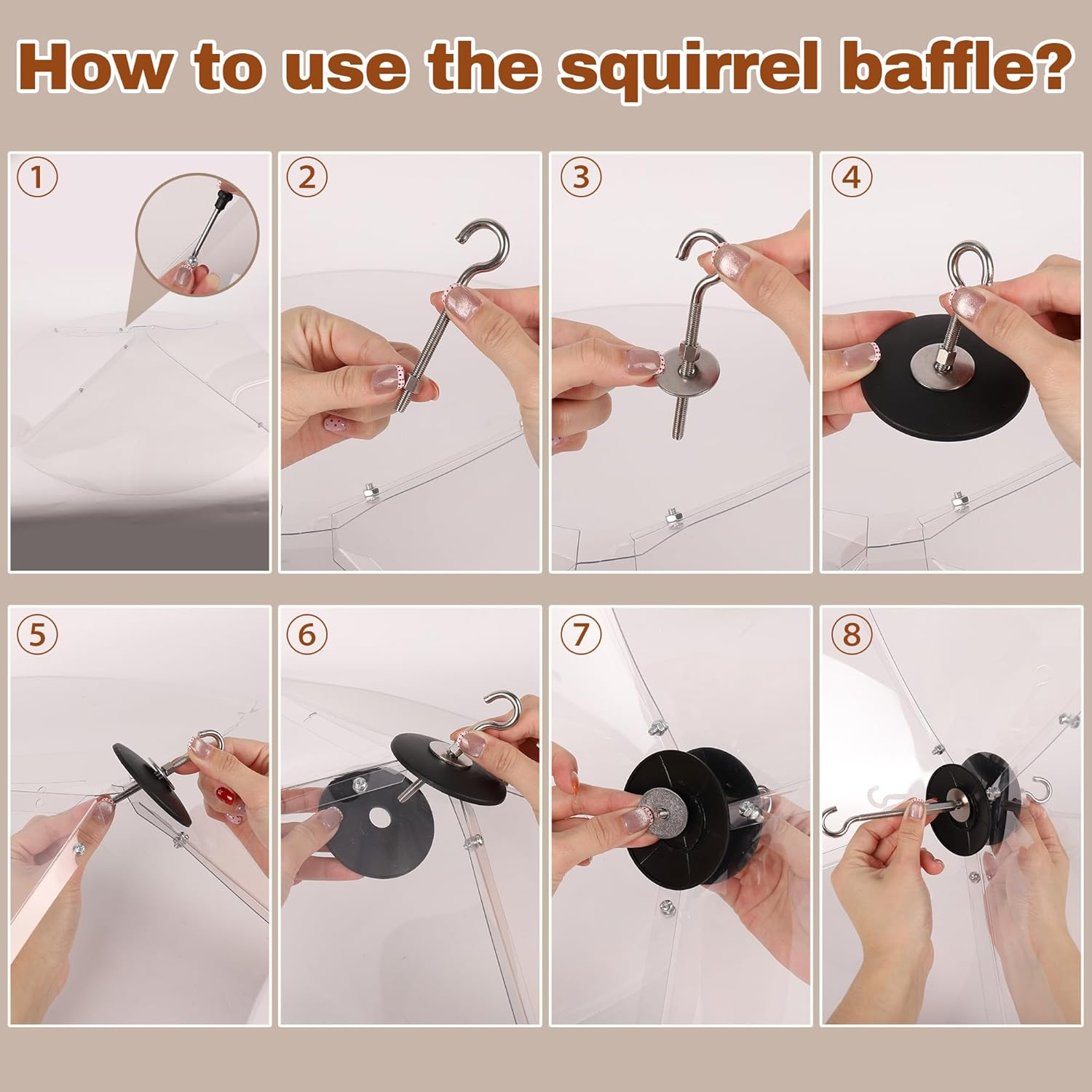 24 Inch Oversized Squirrel Baffle for Hanging Bird Feeder | Clear PC Bird Feeder