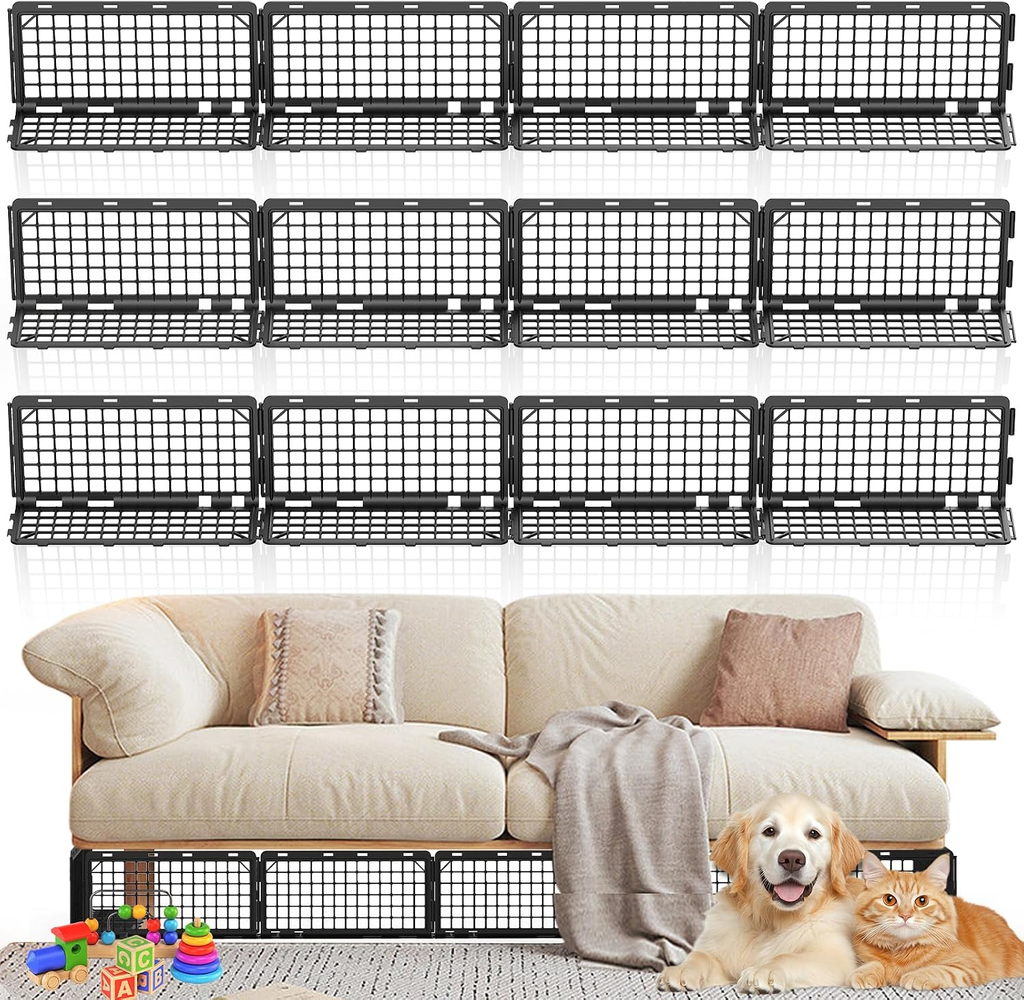 12Pcs under Couch Blocker,Under Bed Blocker for Pets,Adjustable under Furniture