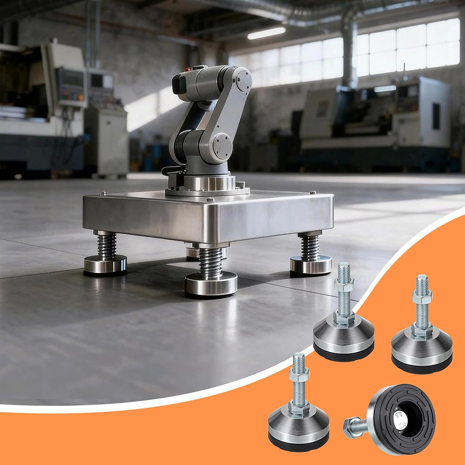 4 PCS Machine Leveling Feet, 3200 Lb Total Static Load, Heavy Duty Adjustable Le