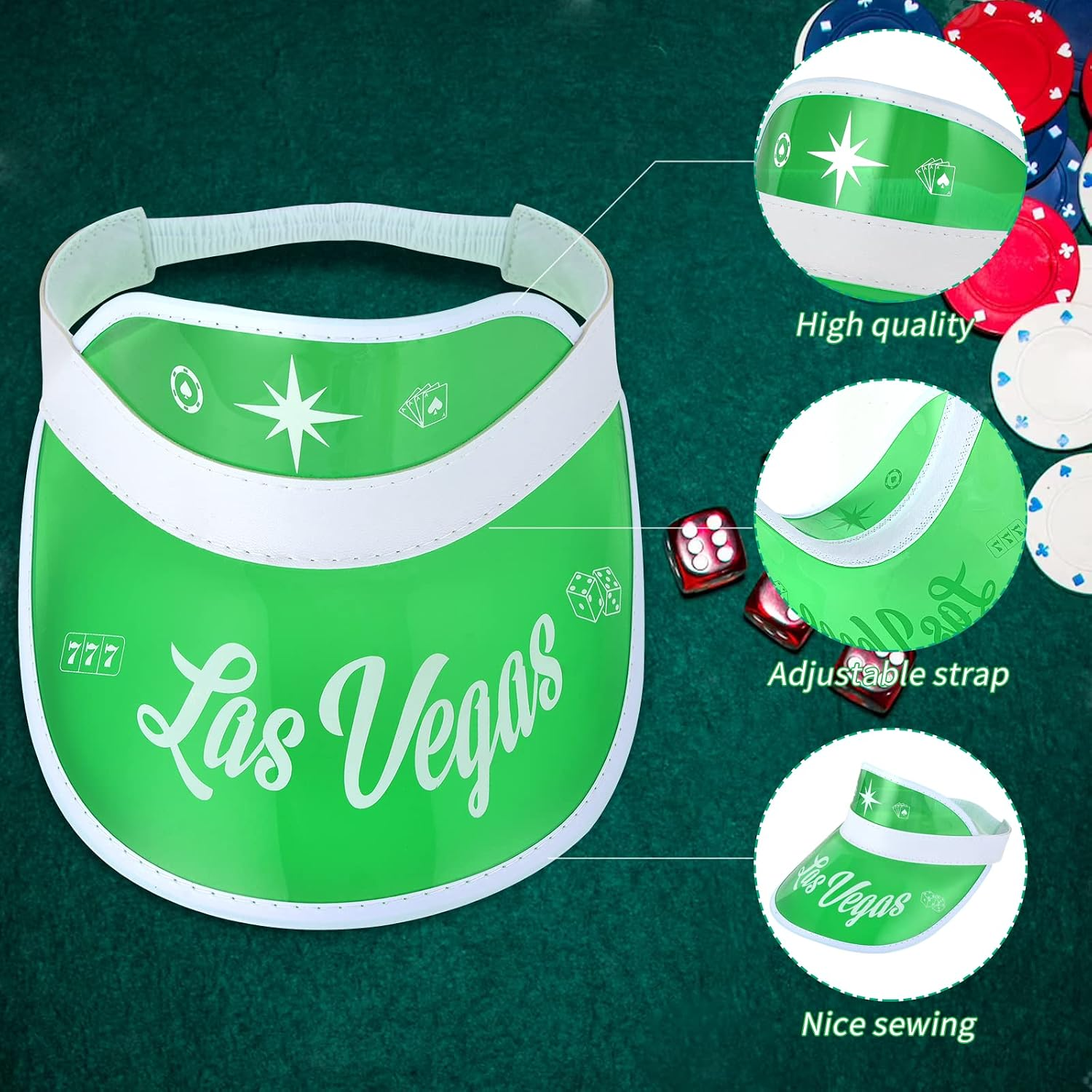 4 Pieces Vegas Poker Theme Party Decorations - Visor, Dealer Costume for Game Ni