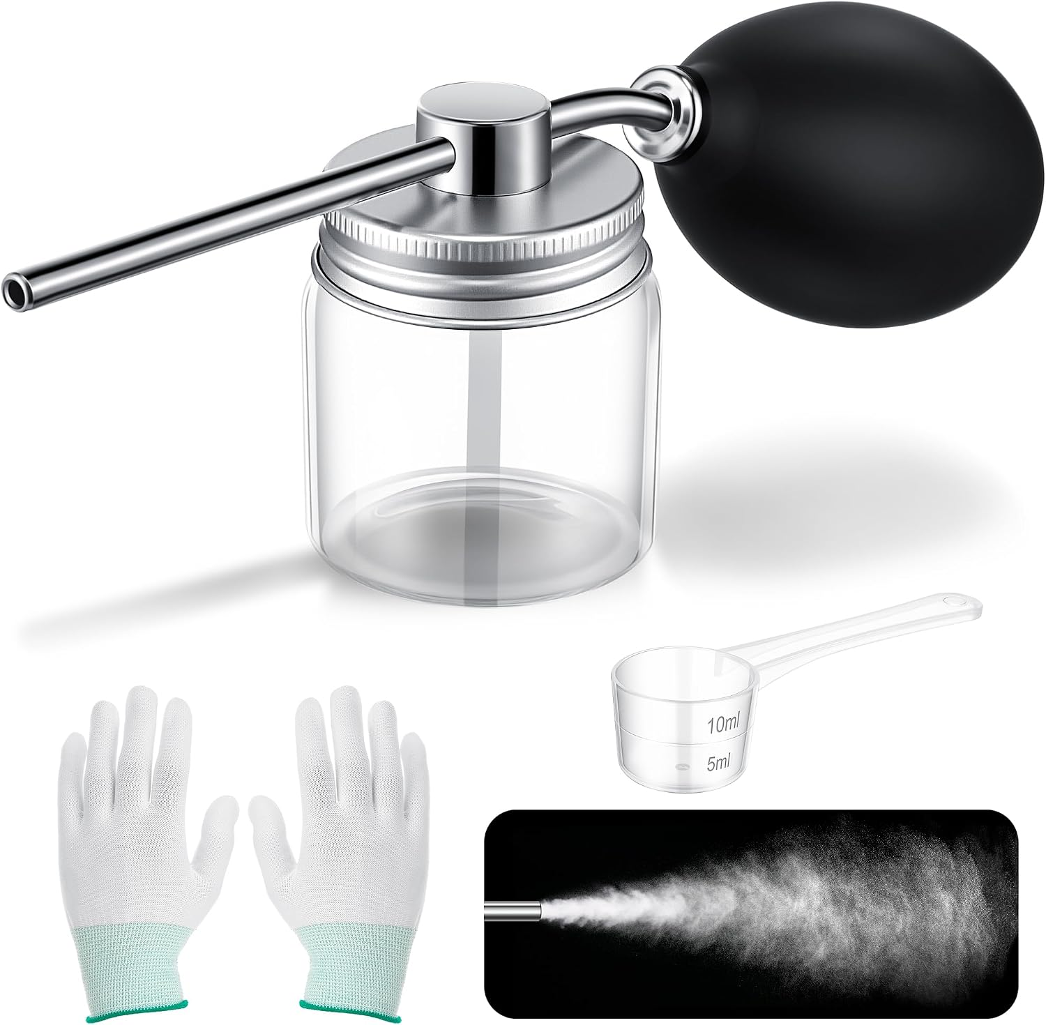 1 Pack Diatomaceous round Food Grade Bulb Powder Duster Dispenser(Silver) | 2Oz